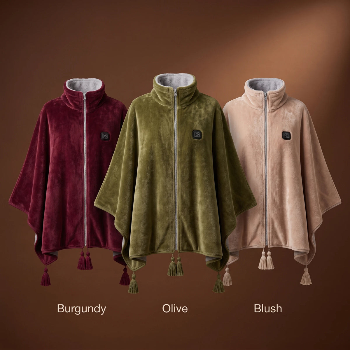 Heat Cape in Burgundy, Olive and Blush