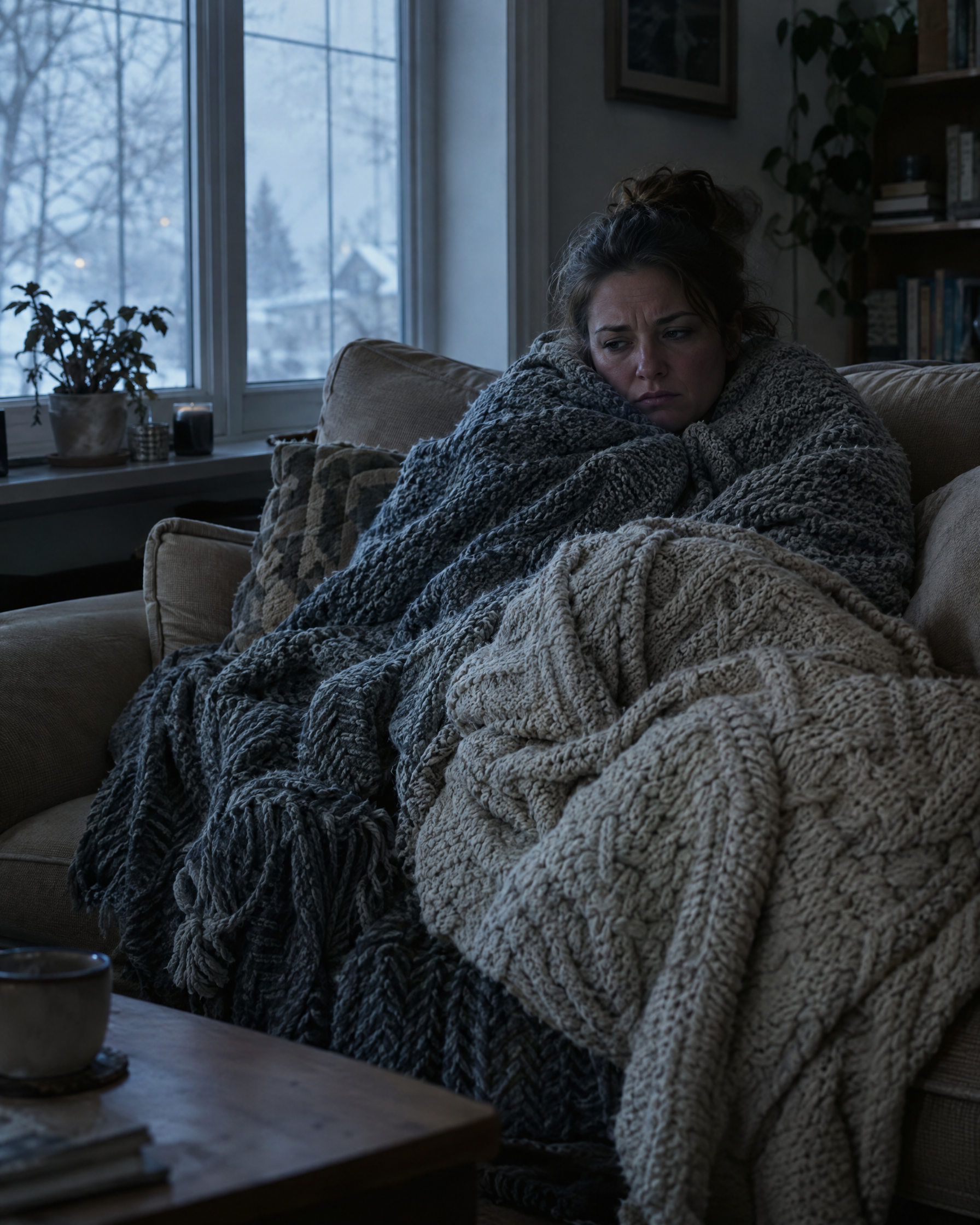 Cold under a pile of blankets